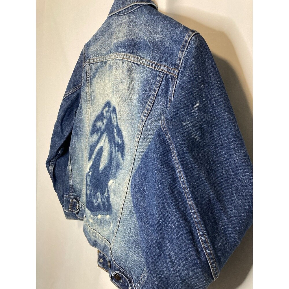 Levis Upcyled Jean Jacket XL Denim Trucker Faded Biker Street Rock 80s 90s Y2K - Picture 8 of 12